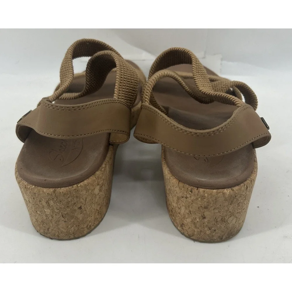 Skechers Arch Fit Beverlee Love Stays Wedge Sandals‎ Tan Women's Size 10